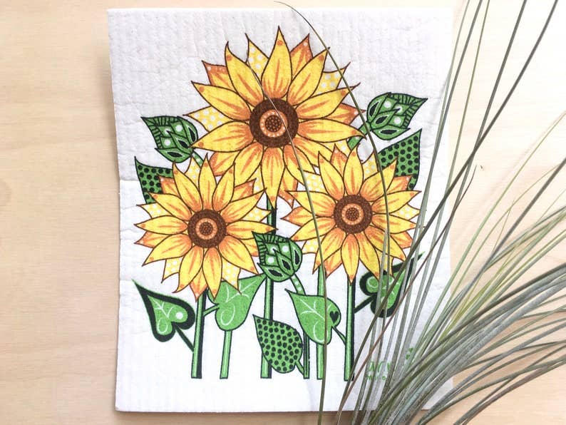 Sunflower Gift Duo | 1 Tea Towel + 1 Sponge Cloth