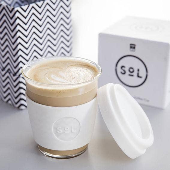 8OZ White Wave Glass Travel Tumbler