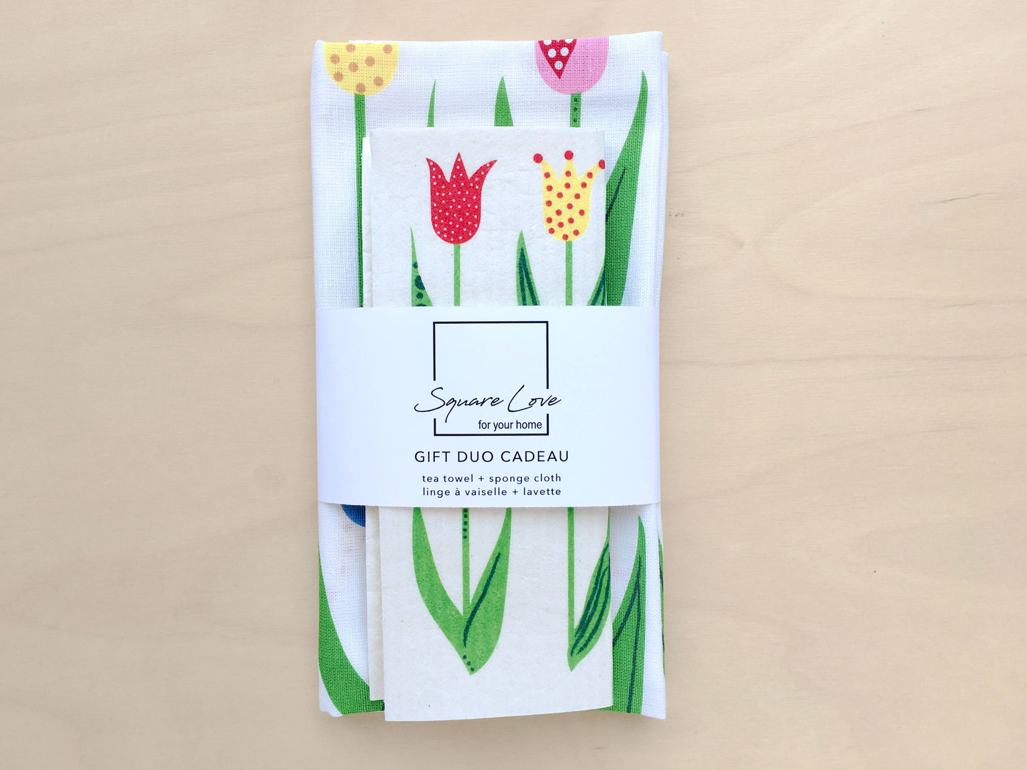Tulip Gift Duo | 1 Tea Towel + 1 Sponge Cloth