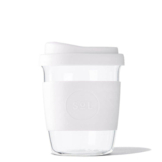 8OZ White Wave Glass Travel Tumbler